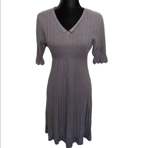 Peruvian Connection Gray Knit Pima Cotton Dress Romantic classy Beautiful MP - Picture 1 of 16